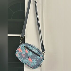 Tropical Flamingo Crossbody Bag - Gray and Pink